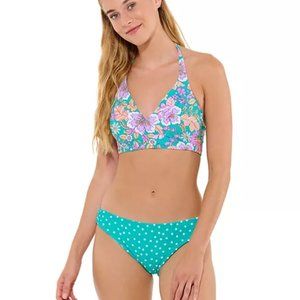 Juniors' Ninety-Nine Reversible Polka Dot Halter Top Bikini Set